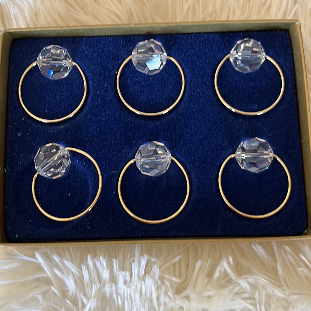 Vintage Swarovski set of 6 Cristal Napking ring Holder from Australia